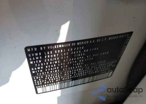 2018 Volkswagen Tiguan 2.0T Sel Premium из США, поврежденный, VIN 3VV4B7AX6JM001962